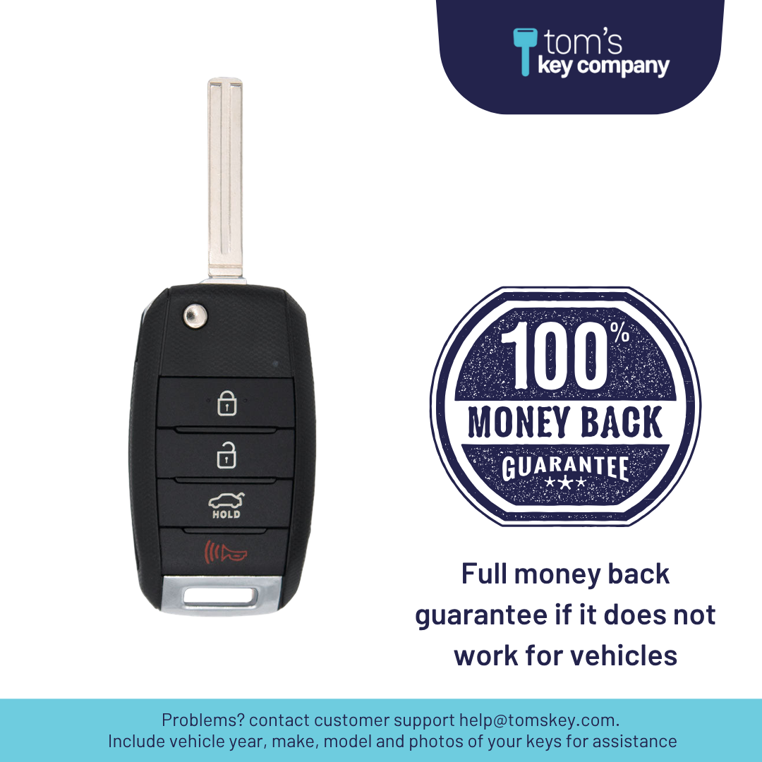 Brand New Aftermarket 4-Button Remote Key with Lock, Unlock, Trunk, Panic for Select Kia Vehicles (KIACK-4B-150-K)