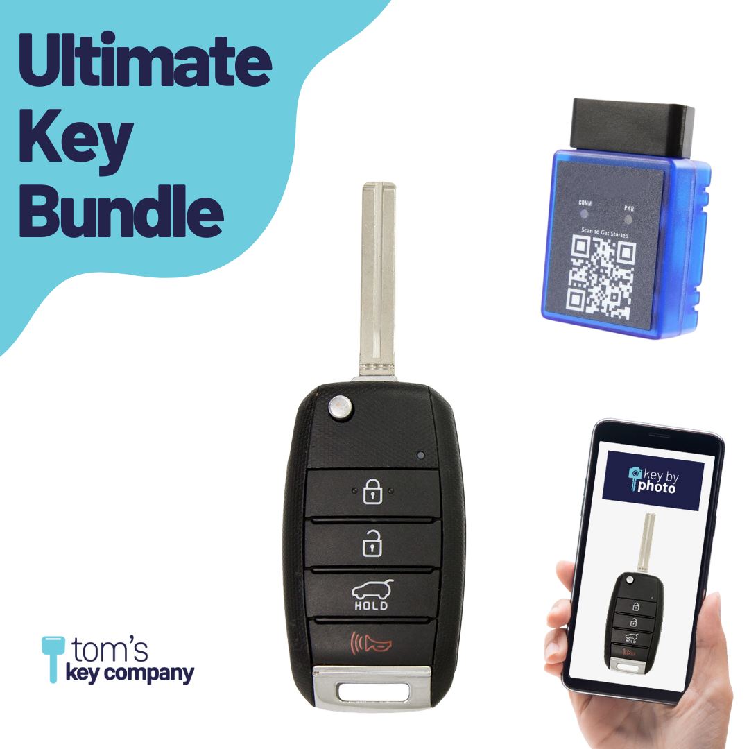 Ultimate Remote Key Bundle with Programming Tool, Aftermarket 4-Button Remote Key and Key By Photo for Select Kia Vehicles (KIACK-4B-158-K-UKB)