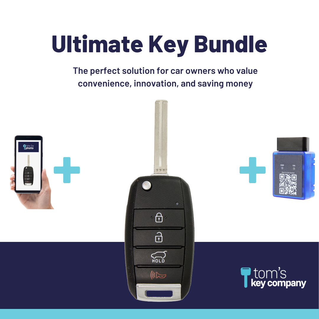 Ultimate Remote Key Bundle with Programming Tool, Aftermarket 4-Button Remote Key and Key By Photo for Select Kia Vehicles (KIACK-4B-158-K-UKB)