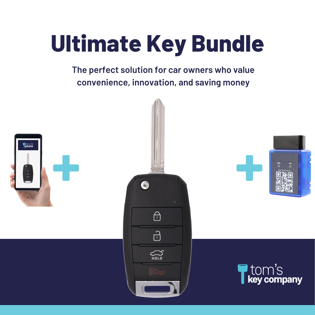 Ultimate Remote Key Bundle with Programming Tool, Aftermarket 4-Button Remote Key and Key By Photo for Select Kia Vehicles (KIACK-4B-167-K-UKB)