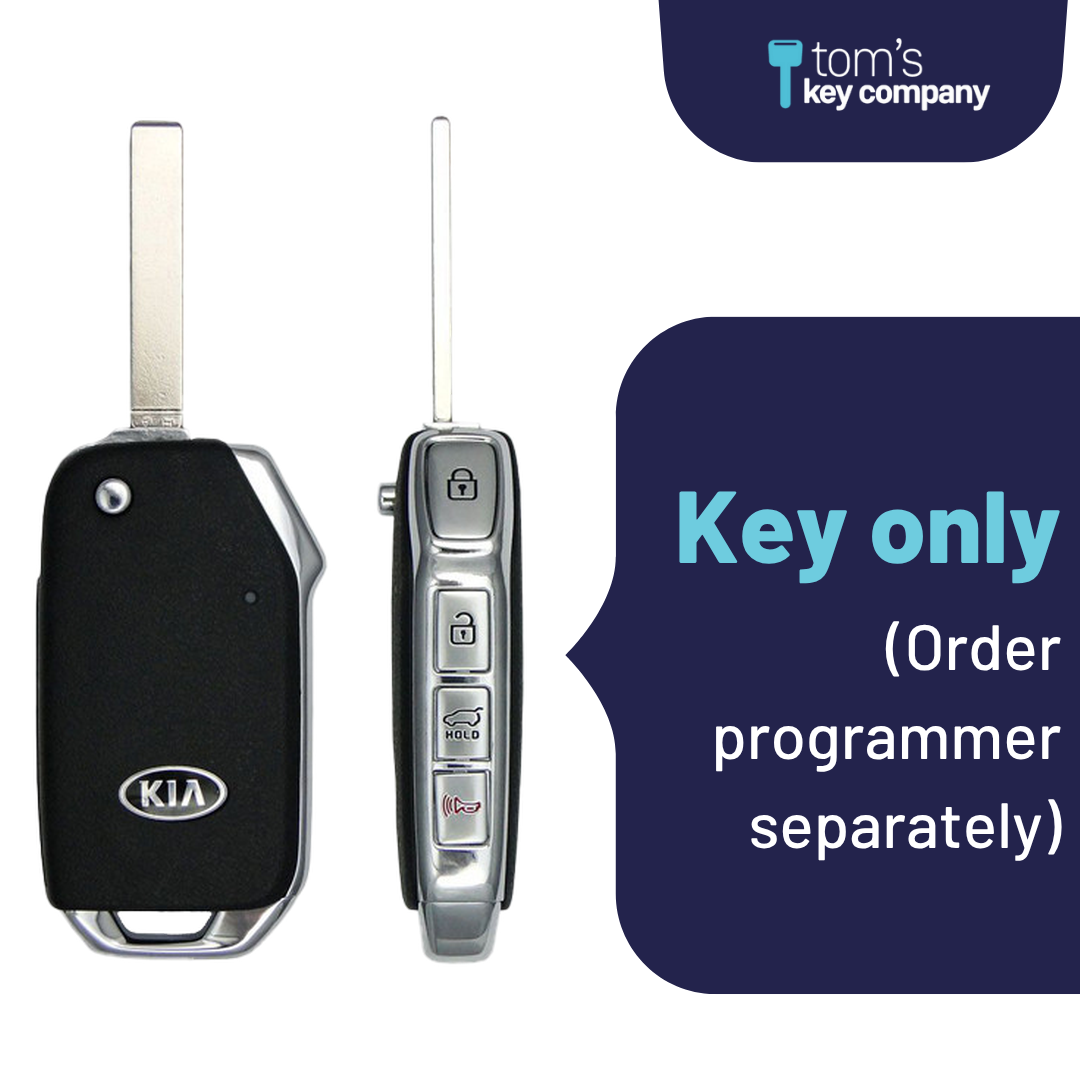 Brand New Aftermarket 4-Button Remote Key with Lock, Unlock, Hatch Hold, Panic for Select Kia Vehicles (KIAFLP-4B-HR-194-REF-K)