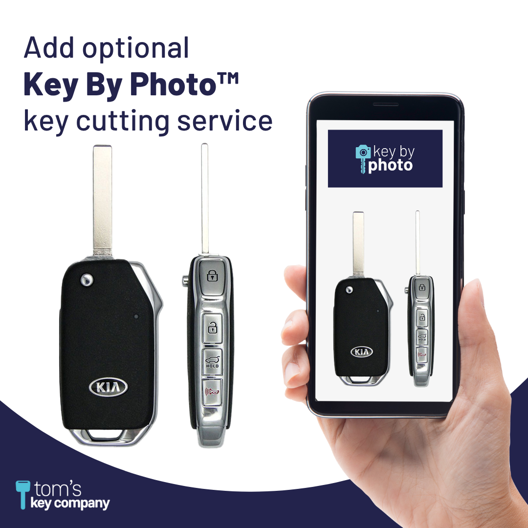 Brand New Aftermarket 4-Button Remote Key with Lock, Unlock, Hatch Hold, Panic for Select Kia Vehicles (KIAFLP-4B-HR-194-REF-K)