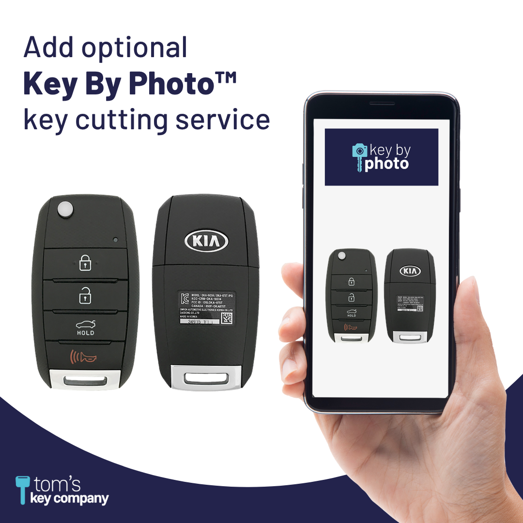 Brand New Aftermarket 4-Button Remote Key with Lock, Unlock, Trunk Hold, Panic for Select Kia Vehicles (KIAFLP-4B-TR-145-REF-K)