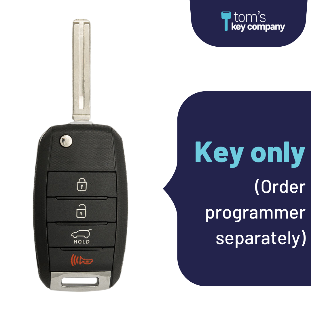Brand New Aftermarket 4-Button Remote Key with Lock, Unlock, Trunk, Panic for Select Kia Vehicles (KIAFLP-4B-TR-147-K)
