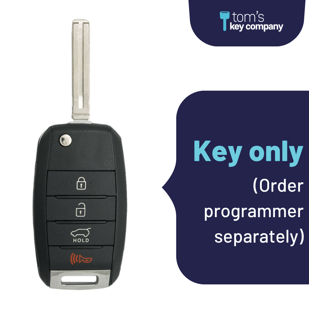 Brand New Aftermarket 4-Button Remote Key with Lock, Unlock, Trunk, Panic for Select Kia Vehicles (KIAFLP-4B-TR-157-K)