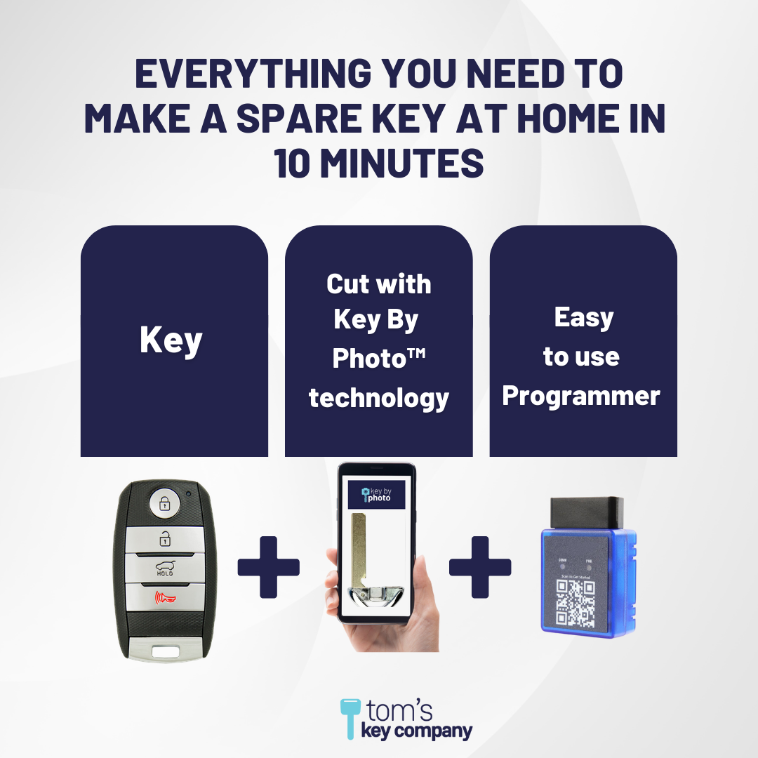 Ultimate Smart Key Bundle with Programming Tool, Refurbished 4-Button Smart Key Fob and Key By Photo for Select Kia Vehicles (KIASK-4B-200-K-UKB)