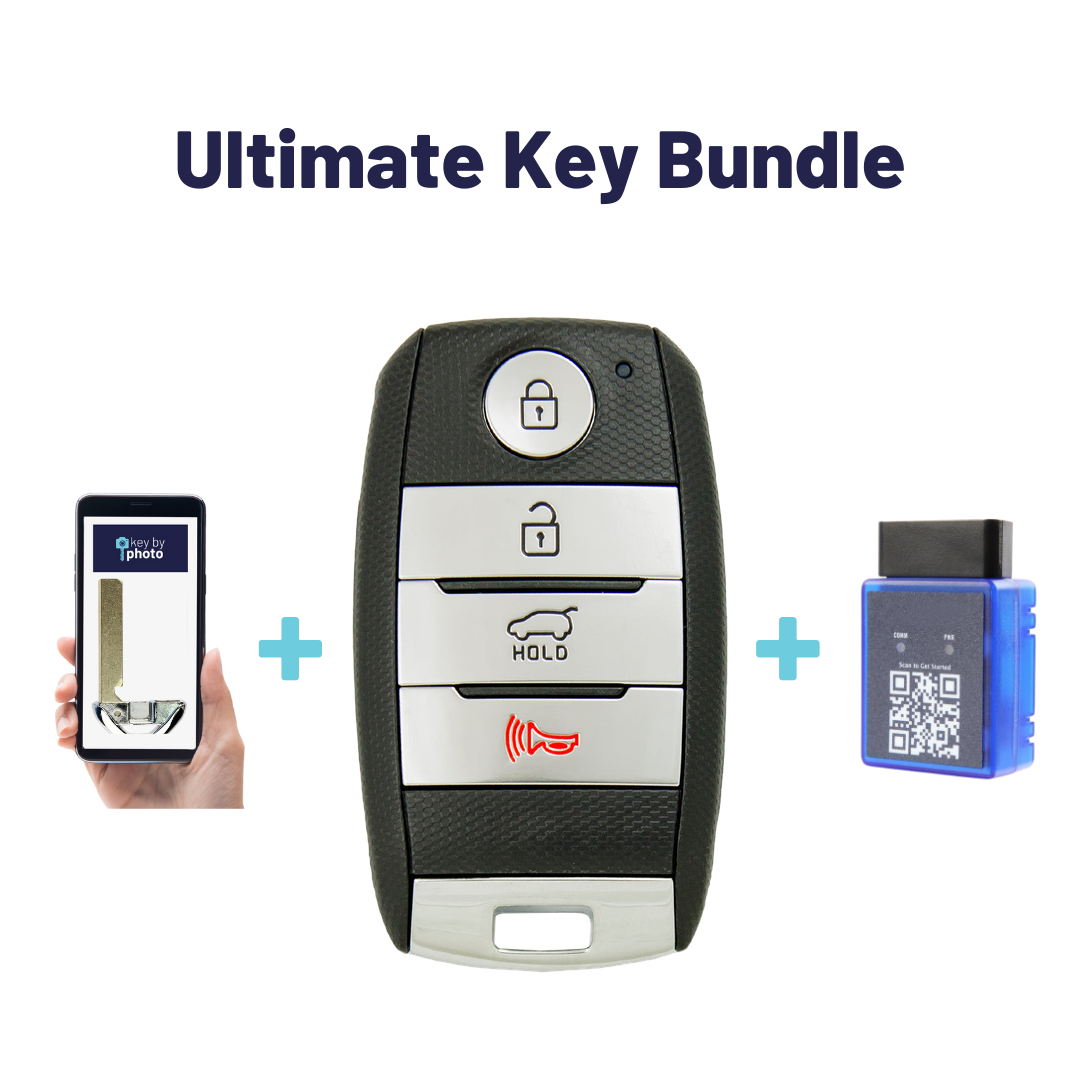 Ultimate Smart Key Bundle with Programming Tool, Refurbished 4-Button Smart Key Fob and Key By Photo for Select Kia Vehicles (KIASK-4B-200-K-UKB)