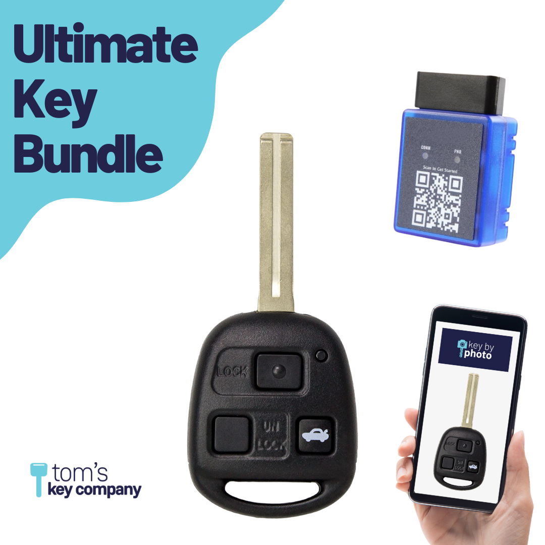 Ultimate Remote Key Bundle with Programming Tool, Aftermarket 3-Button Remote Key and Key By Photo for Select Lexus Vehicles (LEXCK-3B-02-K-UKB)