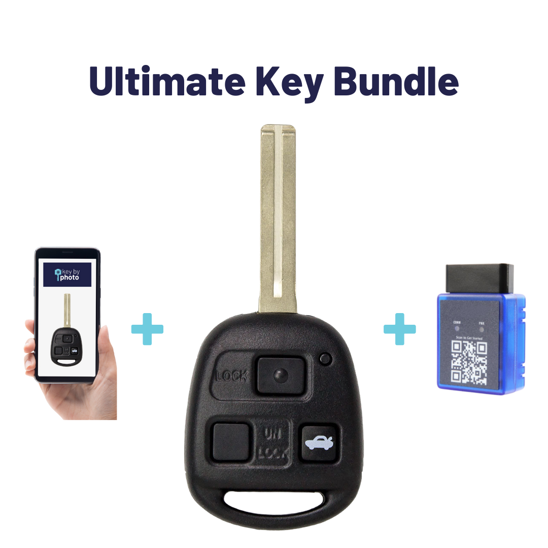Ultimate Remote Key Bundle with Programming Tool, Aftermarket 3-Button Remote Key and Key By Photo for Select Lexus Vehicles (LEXCK-3B-02-K-UKB)