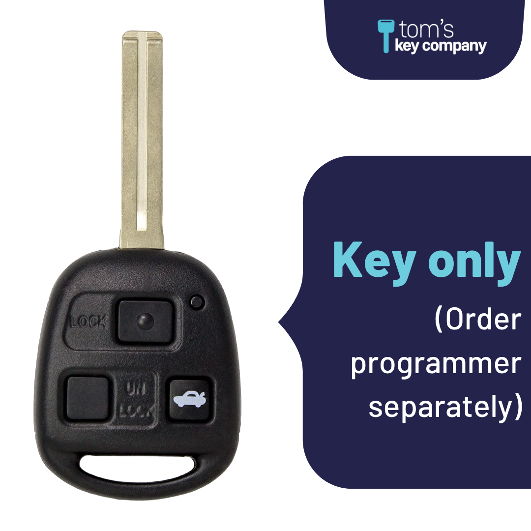 Brand New Aftermarket 3-Button Remote Key with Lock, Unlock, Trunk for Select Lexus Vehicles (LEXCK-3B-02-K)