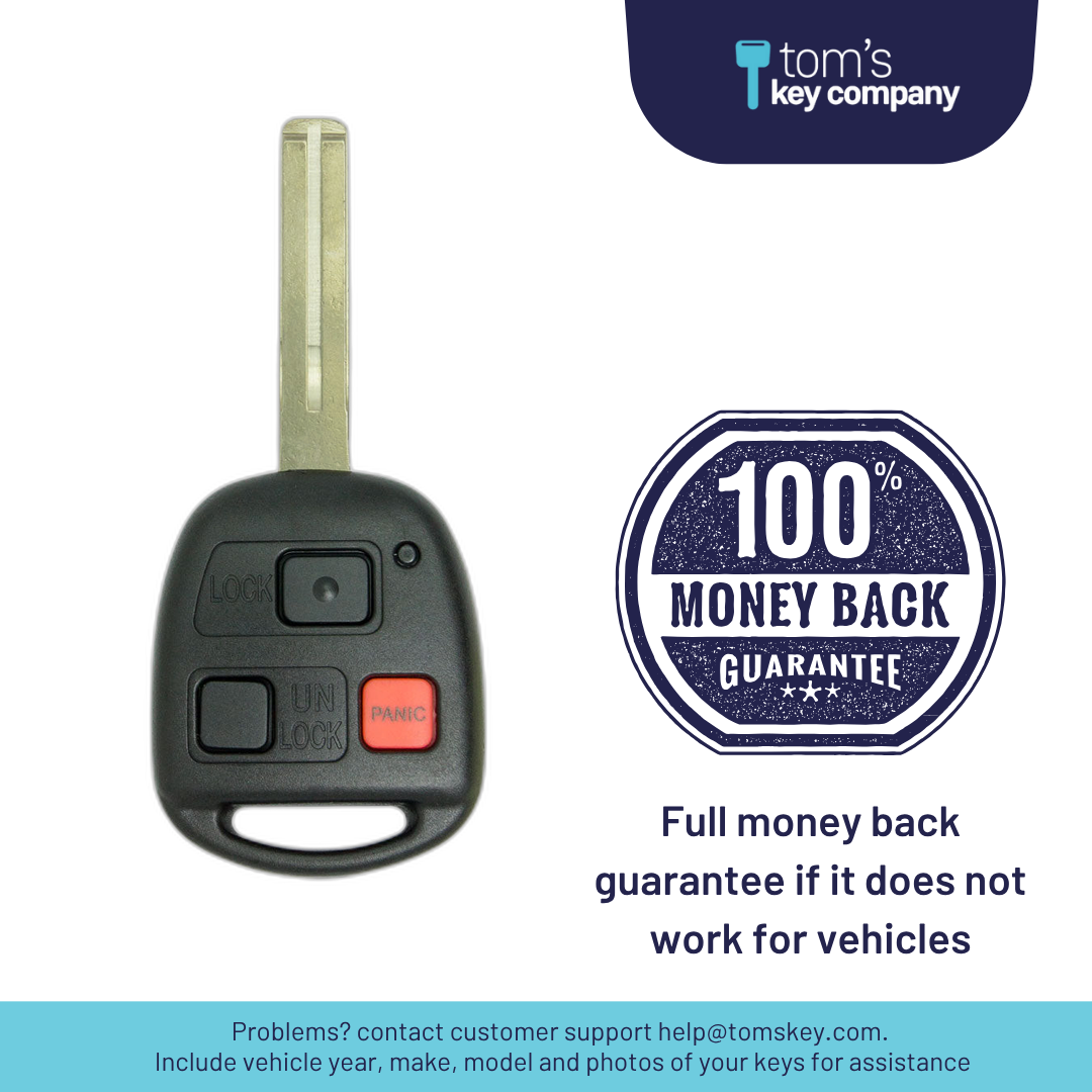 Brand New Aftermarket 3-Button Remote Key with Lock, Unlock, Panic for Select Lexus Vehicles (LEXCK-3B-05-K)
