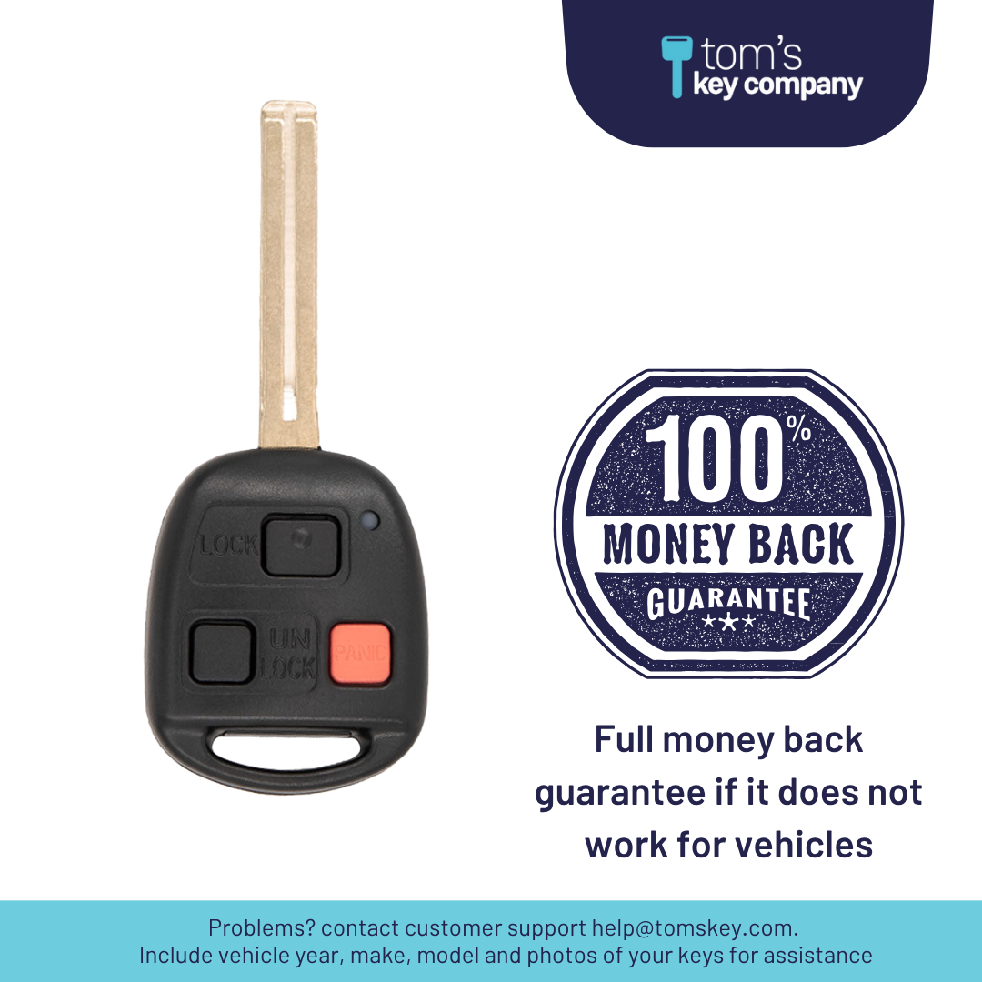 Brand New Aftermarket 3-Button Remote Key with Lock, Unlock, Panic for Select Lexus Vehicles (LEXCK-3B-08L-K)