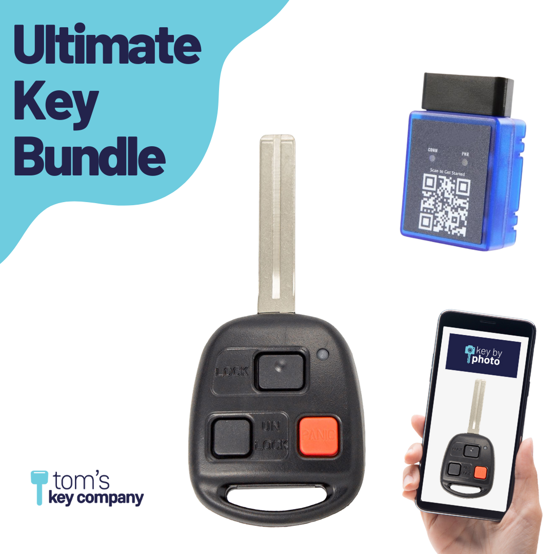 Ultimate Remote Key Bundle with Programming Tool, Aftermarket 3-Button Remote Key and Key By Photo for Select Lexus Vehicles (LEXCK-3B-10-K-UKB)
