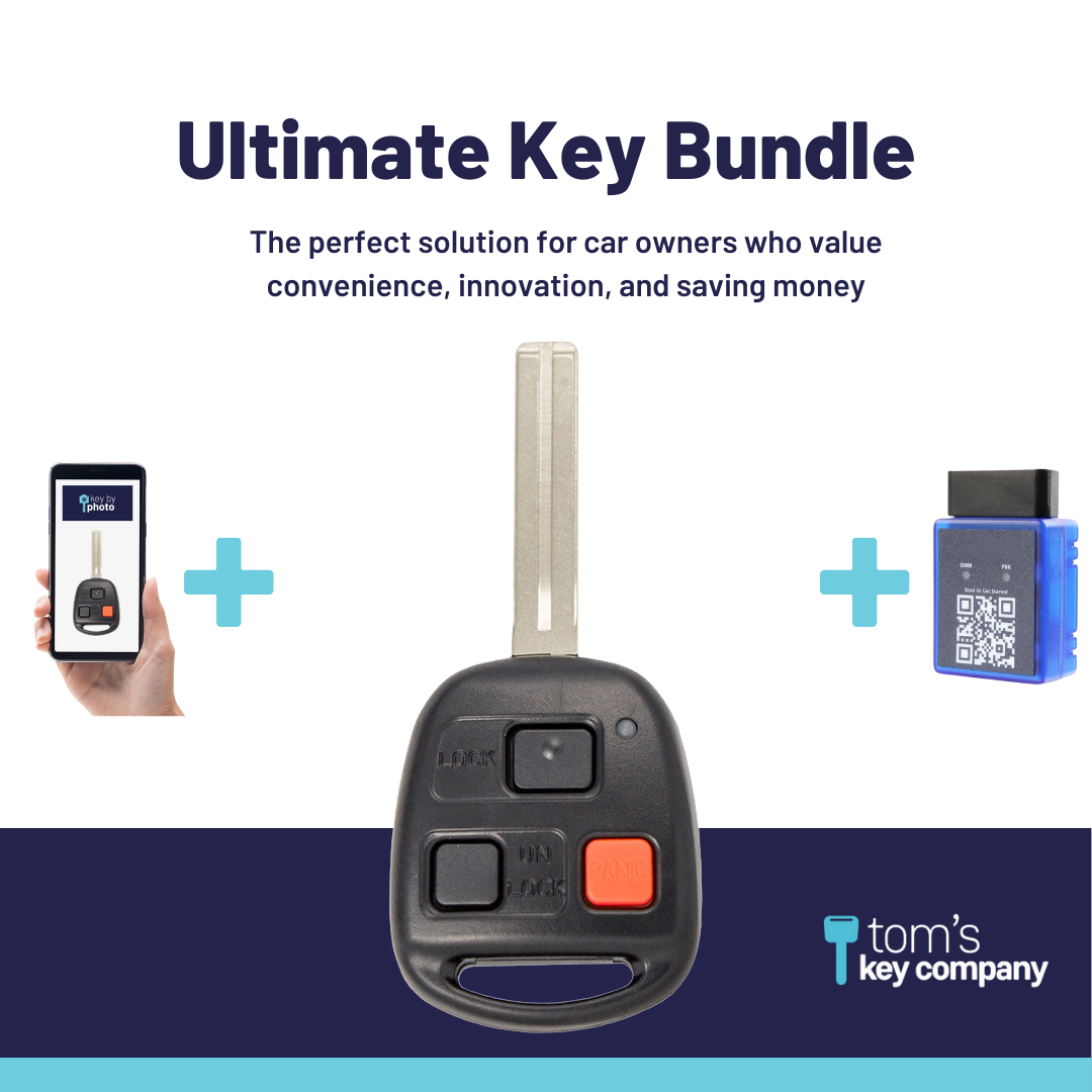 Ultimate Remote Key Bundle with Programming Tool, Aftermarket 3-Button Remote Key and Key By Photo for Select Lexus Vehicles (LEXCK-3B-10-K-UKB)