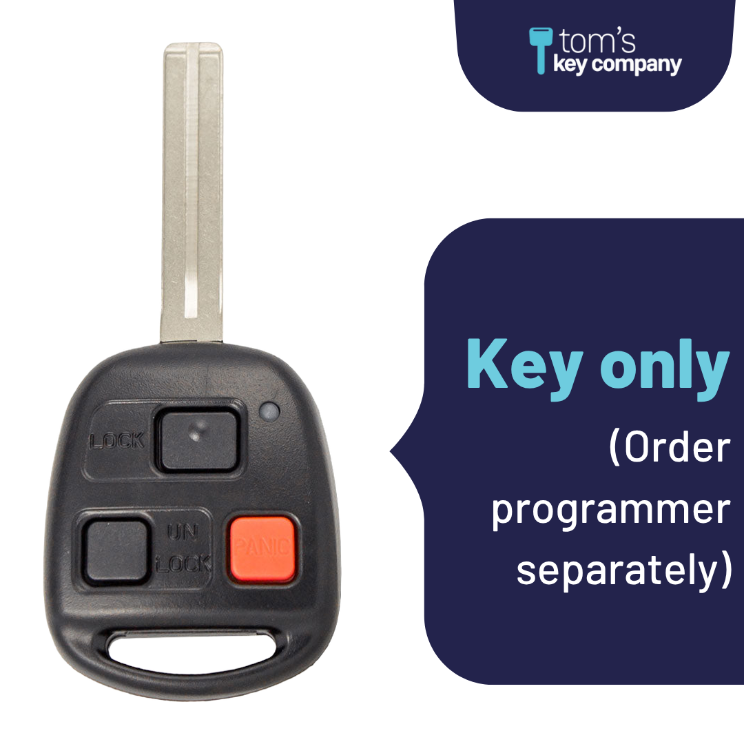 Brand New Aftermarket 3-Button Remote Key with Lock, Unlock, Panic for Select Lexus Vehicles (LEXCK-3B-10-K)