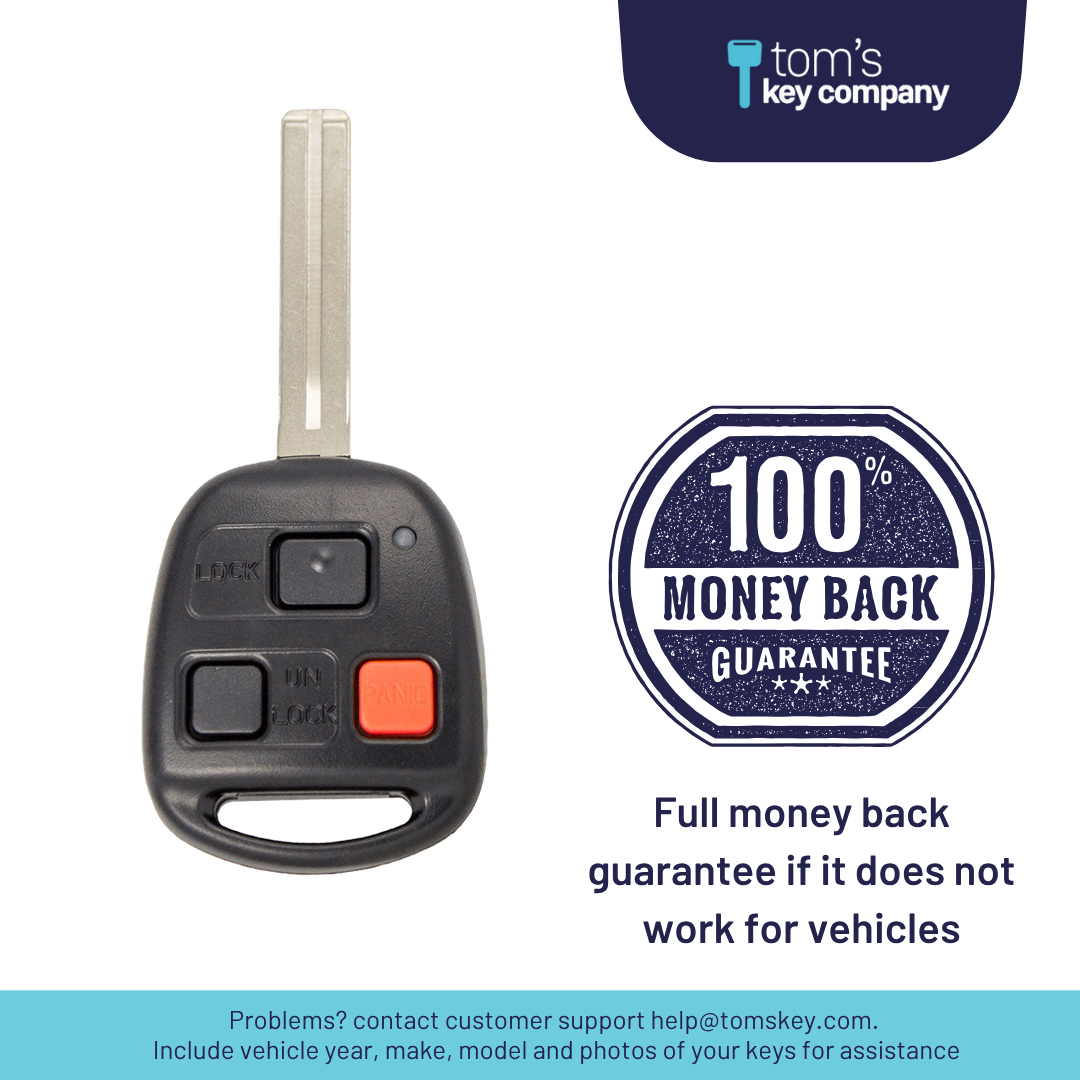 Brand New Aftermarket 3-Button Remote Key with Lock, Unlock, Panic for Select Lexus Vehicles (LEXCK-3B-10-K)