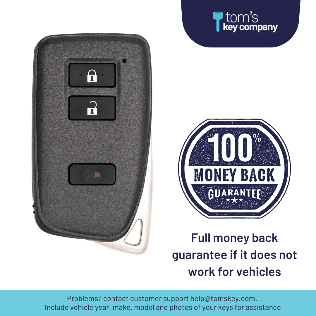 Like New Refurbished 3-Button Smart Key Fob with Lock, Unlock, Panic for Select Lexus Vehicles (LEXSK-3B-45-K)