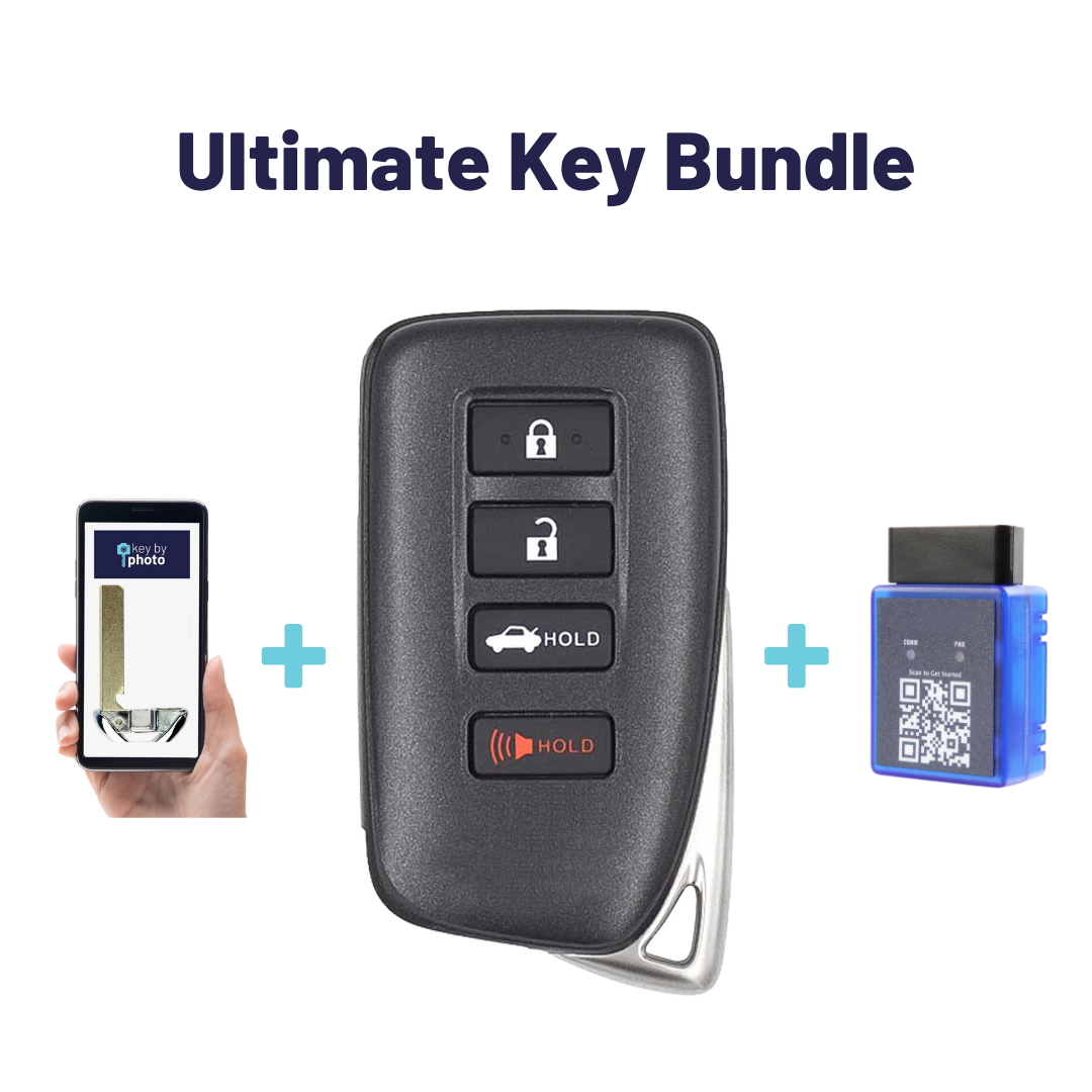 Ultimate Smart Key Bundle with Programming Tool, Aftermarket 4-Button Smart Key Fob and Key By Photo for Select Lexus Vehicles (LEXSK-4B-47-K-UKB)