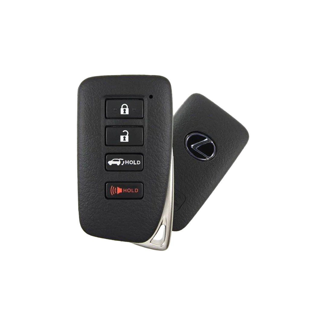Like New Refurbished 4-Button Smart Key Fob with Lock, Unlock, Hatch Hold, Panic for Select Lexus Vehicles (LEXSK-4B-HR-46-REF-K)