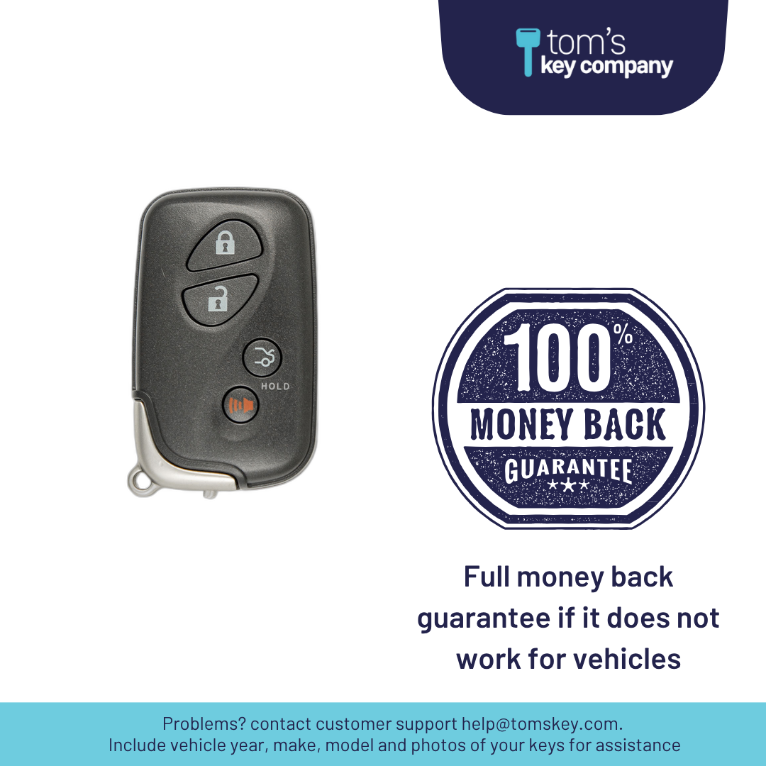 Brand New Aftermarket 4-Button Smart Key Fob with Lock, Unlock, Trunk, Panic for Select Lexus Vehicles (LEXSK-4B-TR-23-K)
