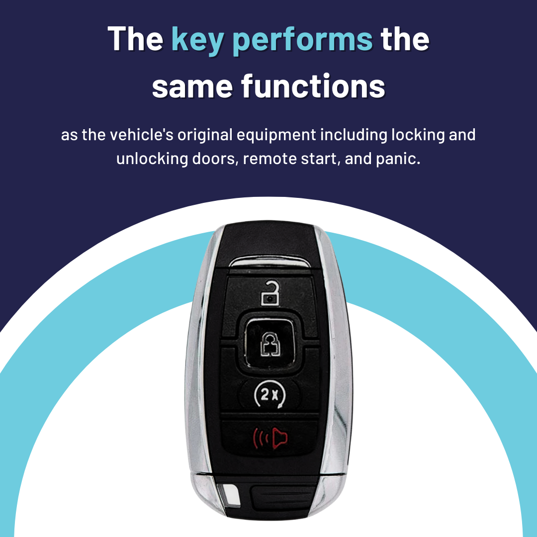 Brand New Aftermarket 4-Button 2-Way Smart Key with Remote Start for Select Lincoln Vehicles (LINCSK-4B-RS-2WAY)