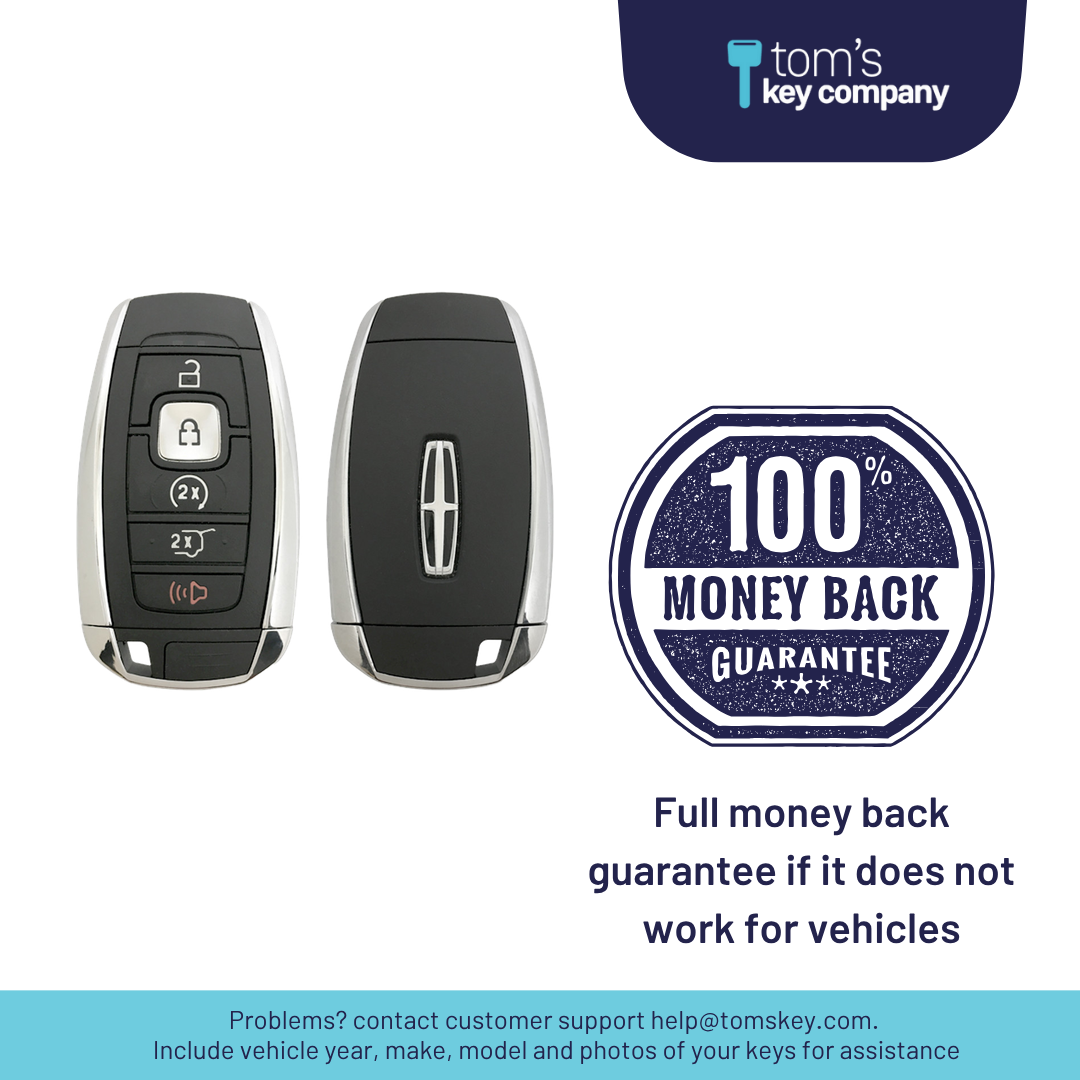 Like New Refurbished 5-Button Smart Key Fob with Lock, Unlock, Hatch, Remote Start, Panic for Select Lincoln Vehicles (LINSK-5B-HRRS-R8226-REF-K)