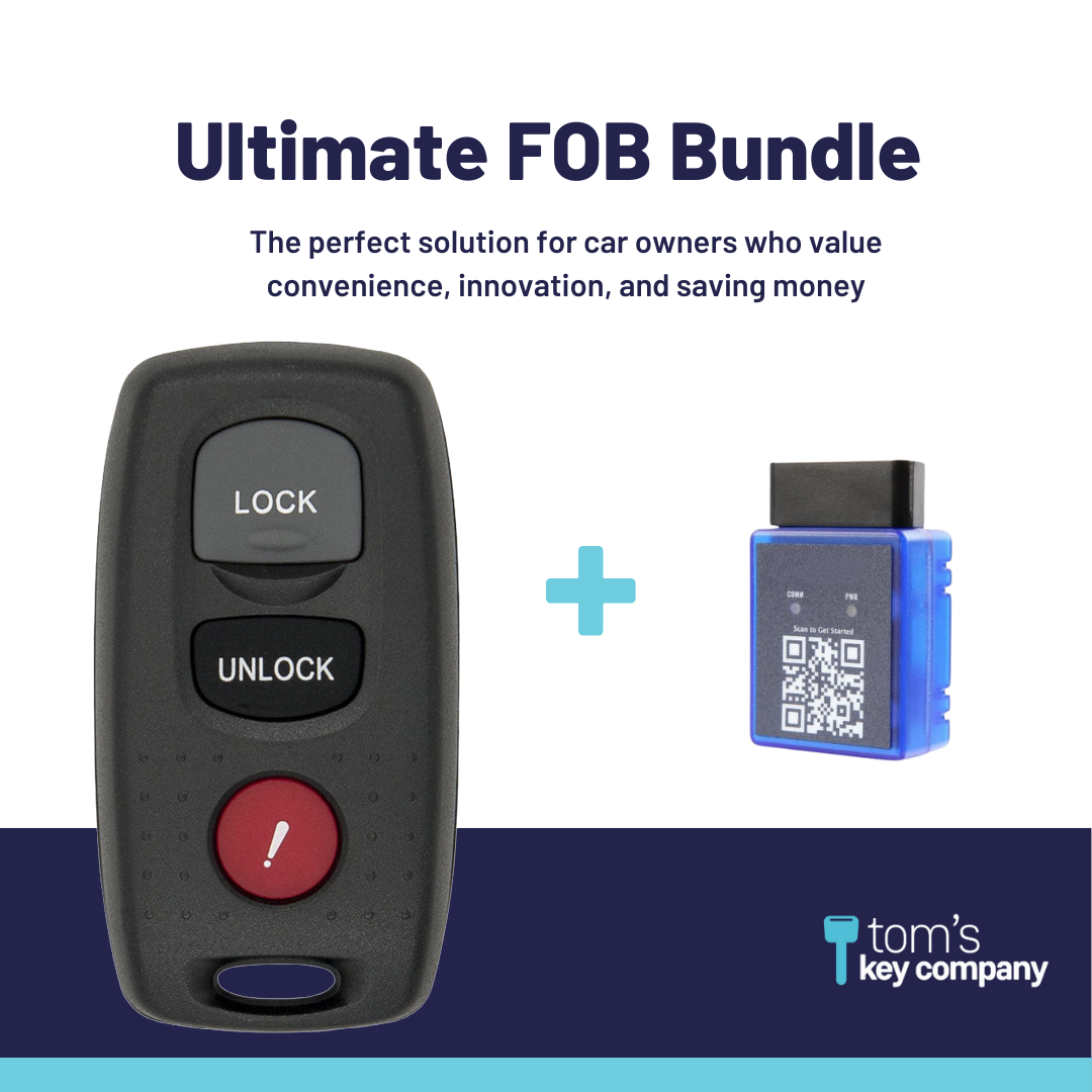Ultimate Remote FOB Bundle with Programming Tool and Aftermarket 3 Button Remote FOB for Select Mazda Vehicles (MAZFOB-3B-338-K-UKB)