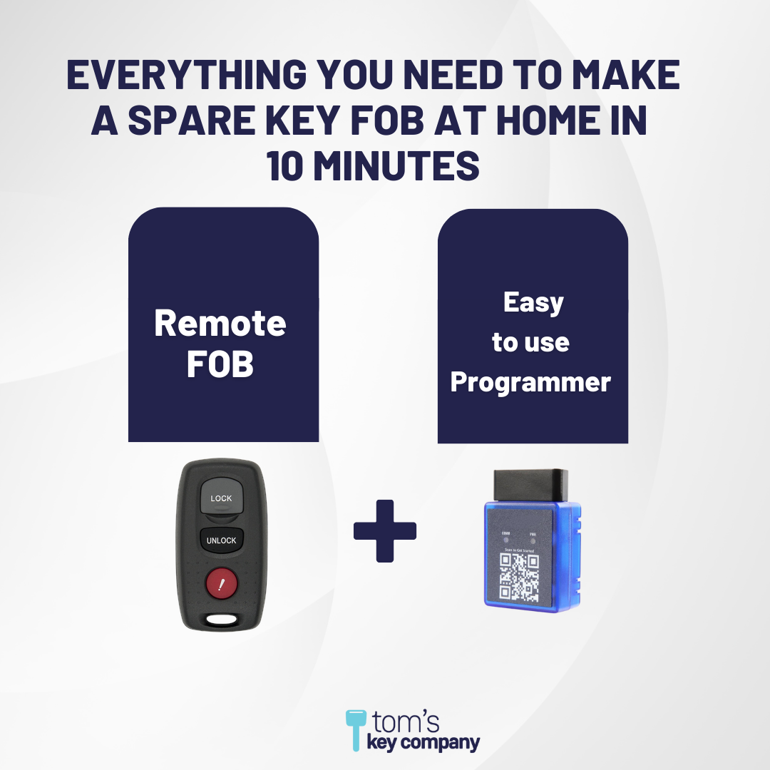 Ultimate Remote FOB Bundle with Programming Tool and Aftermarket 3 Button Remote FOB for Select Mazda Vehicles (MAZFOB-3B-338-K-UKB)