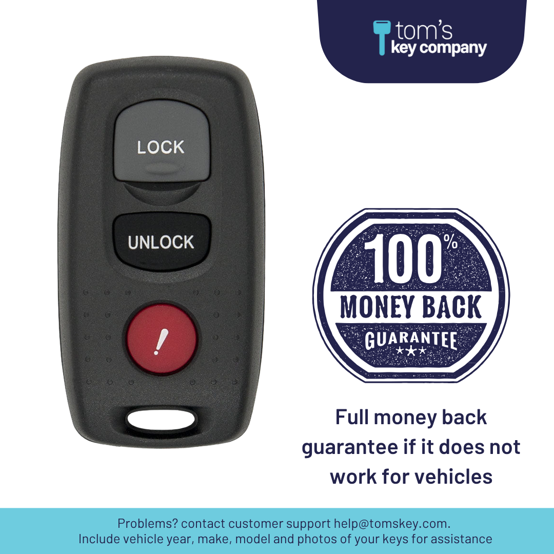 Brand New Aftermarket 3-Button Remote Fob with Lock, Unlock, Panic for Select Mazda Vehicles (MAZFOB-3B-338-K)