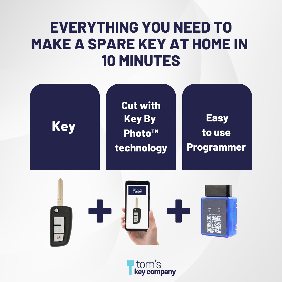 Ultimate Remote Key Bundle with Programming Tool, Aftermarket 3-Button Remote Key and Key By Photo for Select Nissan Vehicles (NISCK-3B-332-K-UKB)