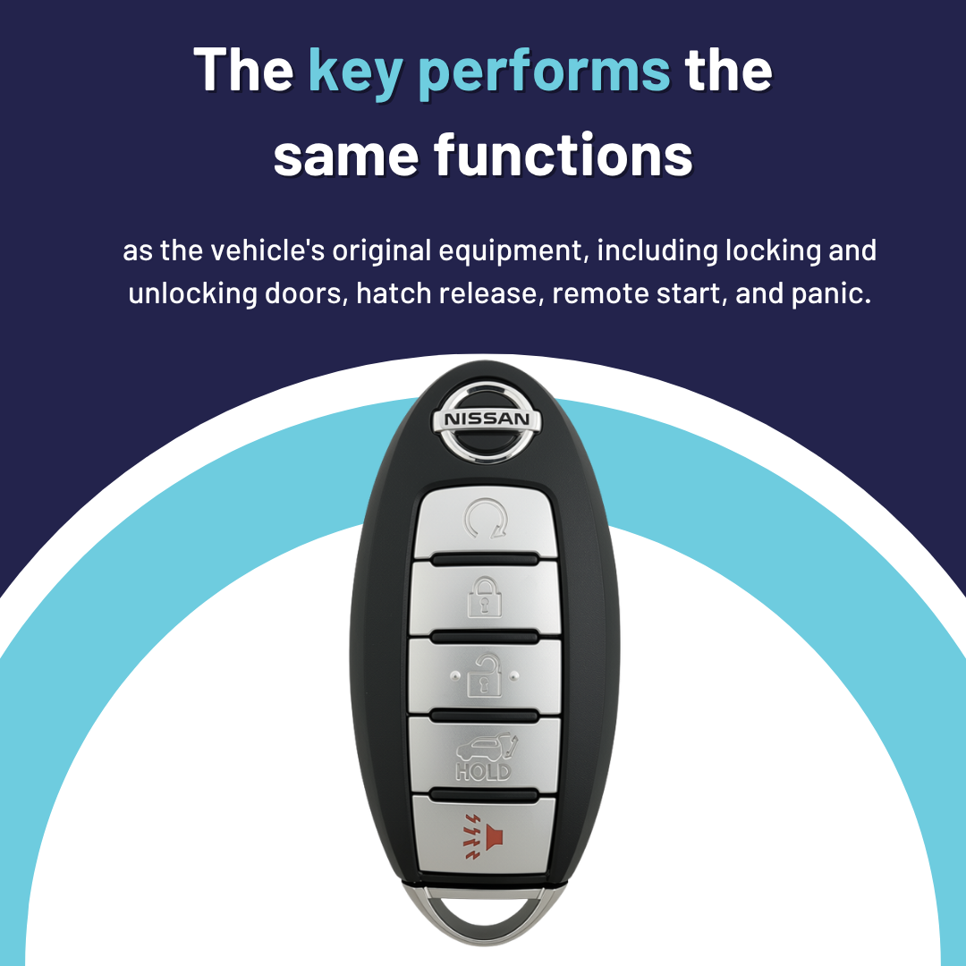 Like New Refurbished OEM 5 Button Smart Key with Hatch Release & Remote Start for Select Nissan Rogue Vehicles