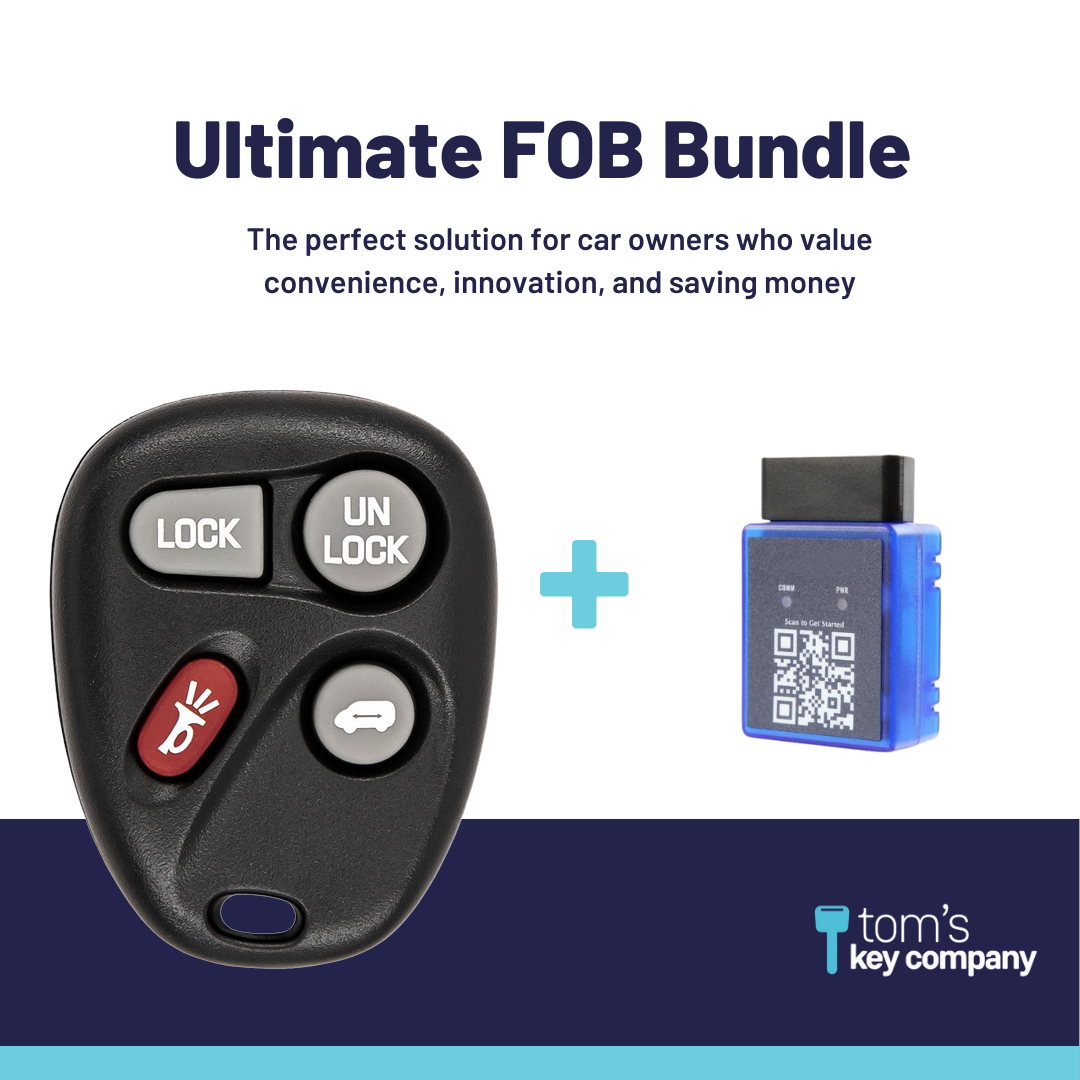 Ultimate Remote FOB Bundle with Programming Tool and Aftermarket 4 Button Remote FOB for Select Chevrolet, Oldsmobile and Pontiac Vehicles (OLDFOB-4B-614-K-UKB)