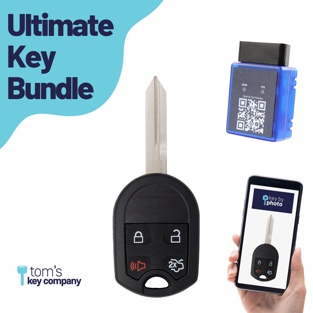 Ultimate Remote Key Bundle with Programming Tool, Aftermarket 4-Button Remote Key and Key By Photo for Select Ford and Mercury Vehicles (OUC6000022-4B-T-UKB)