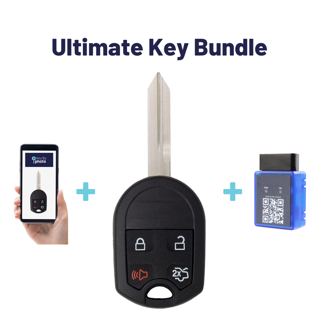 Ultimate Remote Key Bundle with Programming Tool, Aftermarket 4-Button Remote Key and Key By Photo for Select Ford and Mercury Vehicles (OUC6000022-4B-T-UKB)