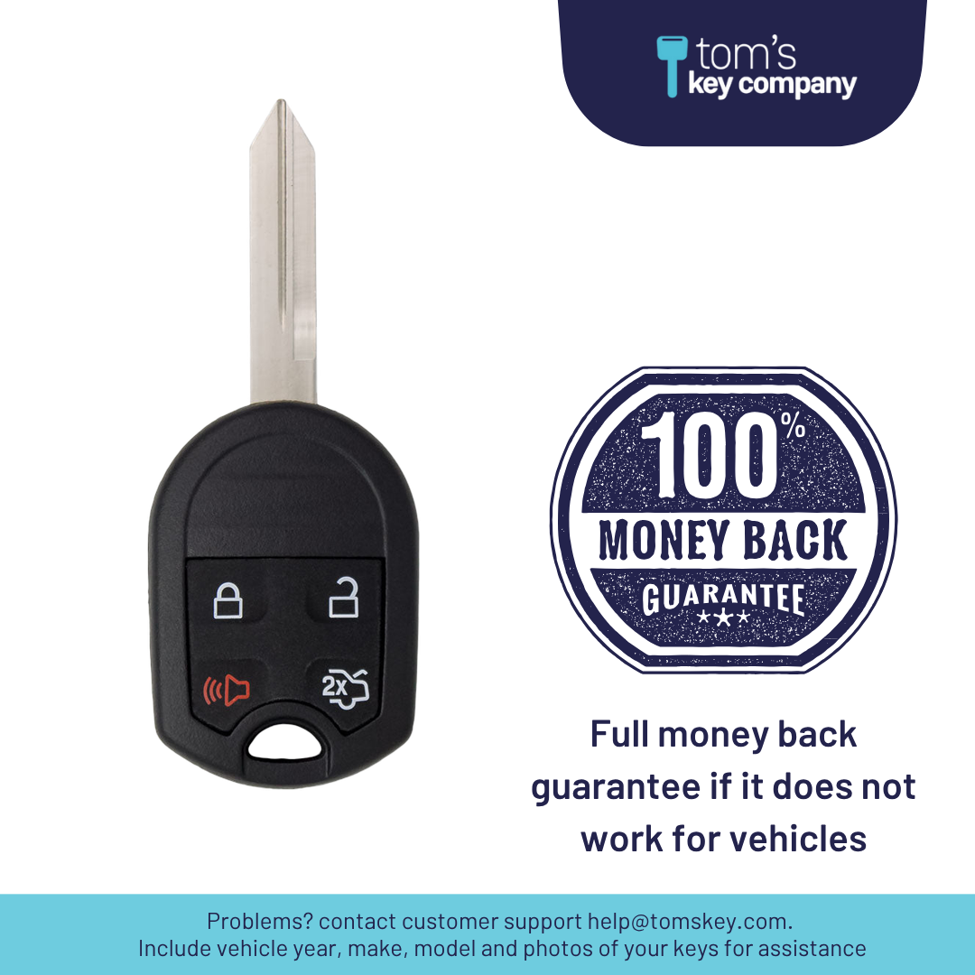Brand New Aftermarket 4-Button Remote Key with Lock, Unlock, Trunk, Panic for Select Ford and Mercury Vehicles (OUC6000022-4B-T)
