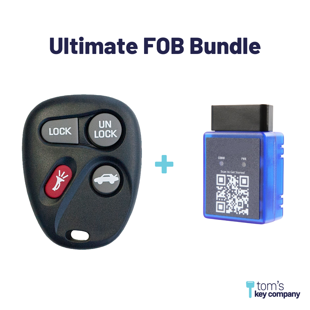 Ultimate Remote FOB Bundle with Programming Tool and Aftermarket 4 Button Remote FOB for Select Pontiac Vehicles (PONFOB-4B-592-K-UKB)