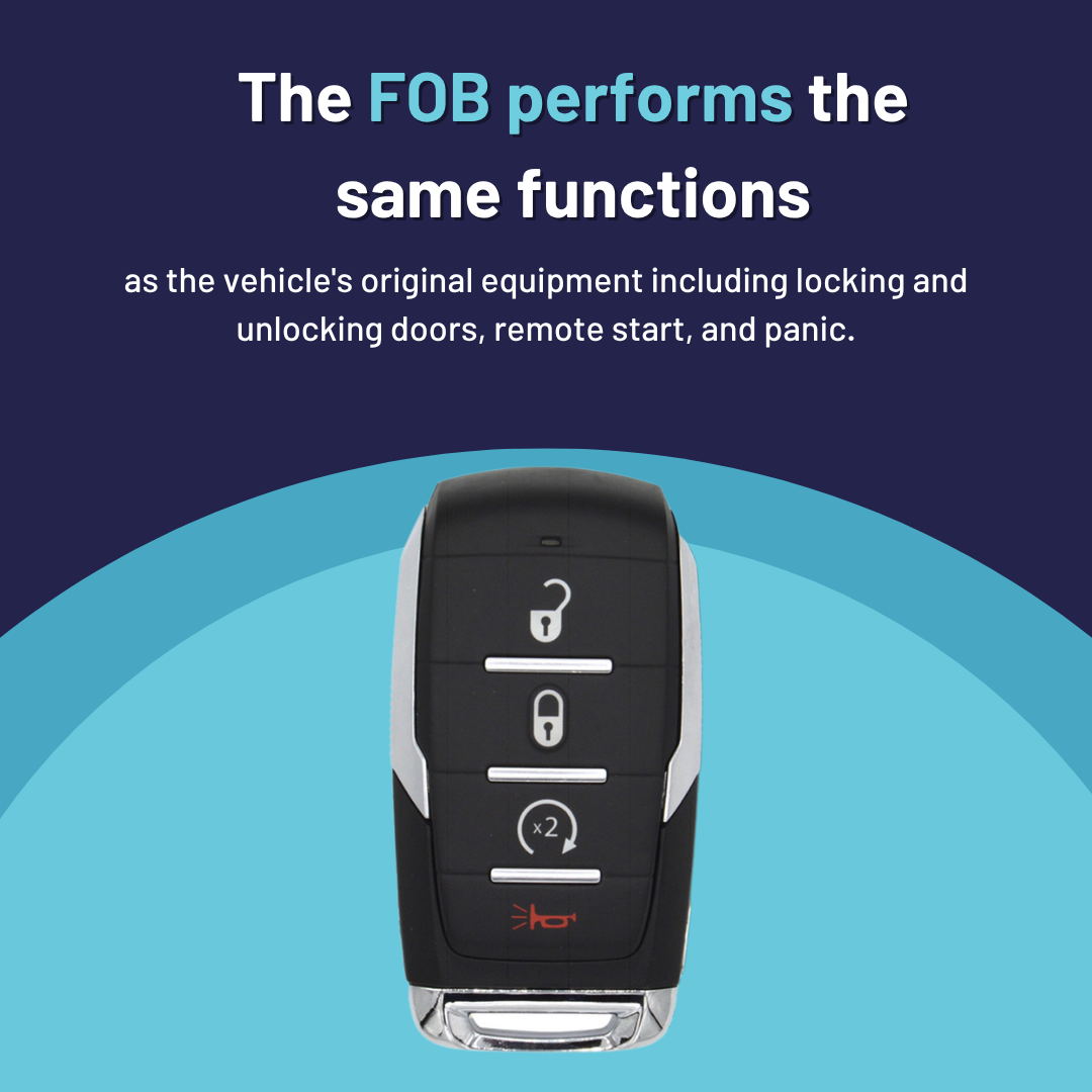 Brand New Aftermarket Smart Key 4-Button with Remote Start for Select RAM Vehicles (RAM-OHT-4B-RS-TMB)