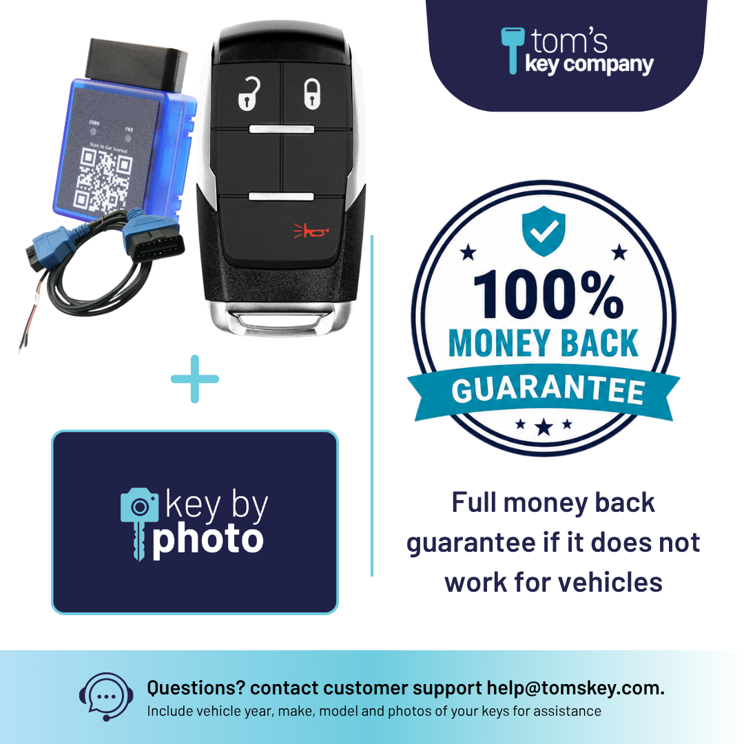 Ultimate DIY Car Key Replacement Kit for RAM 2500-5500 (2019-2024) – 3 Button Smart Key w/ PairMyKey, Bypass Cable & Key by Photo