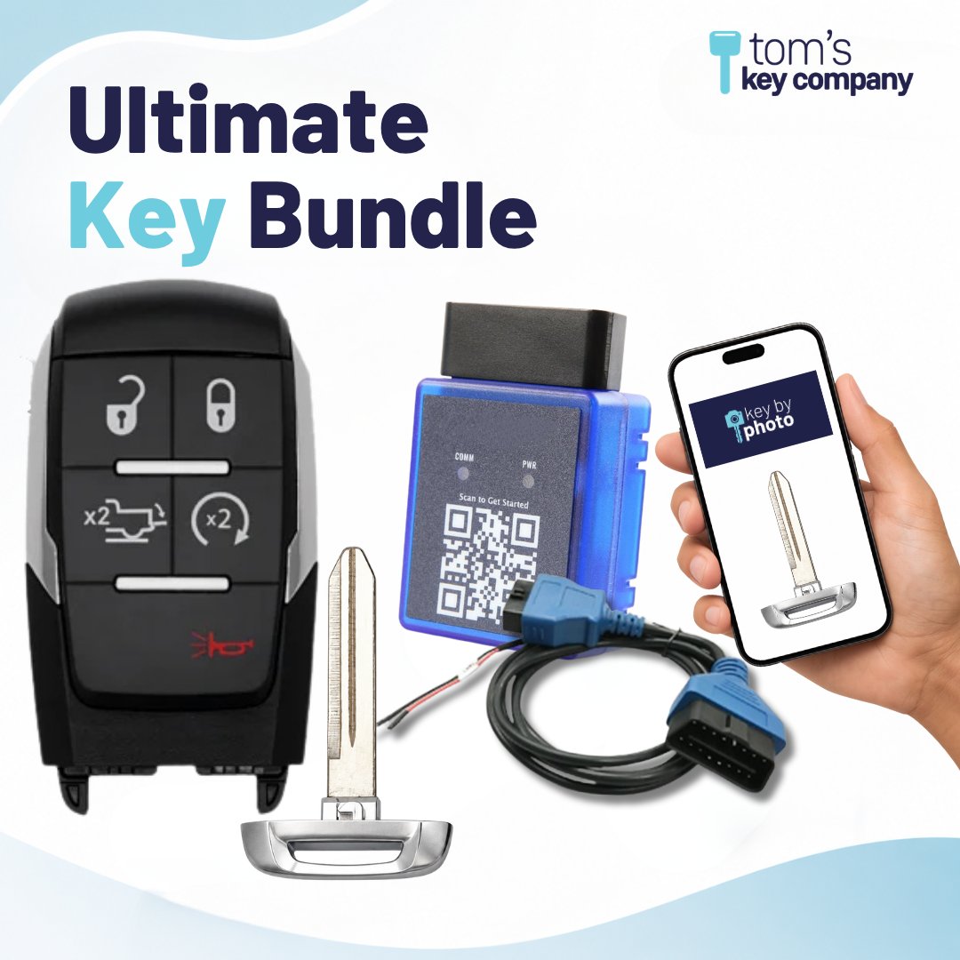 Ultimate DIY Car Key Replacement Kit for RAM 2500-5500 (2019-2024) – 5 Button Smart Key w/ Remote Start & Tailgate w/ PairMyKey, Bypass Cable & Key by Photo