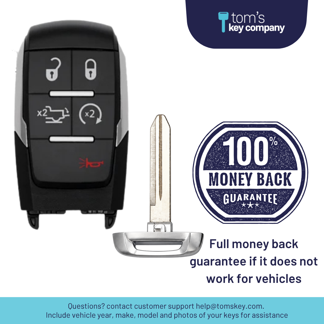 Brand New Aftermarket Smart Key 5-Button with Remote Start, Tailgate for Select RAM 2500-5500 Vehicles