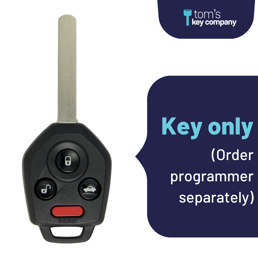 Brand New Aftermarket 4-Button Remote Key with Lock, Unlock, Trunk, Panic for Select Subaru Vehicles (SUBCK-4B-933-K)