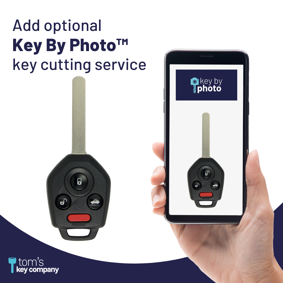 Brand New Aftermarket 4-Button Remote Key with Lock, Unlock, Trunk, Panic for Select Subaru Vehicles (SUBCK-4B-933-K)