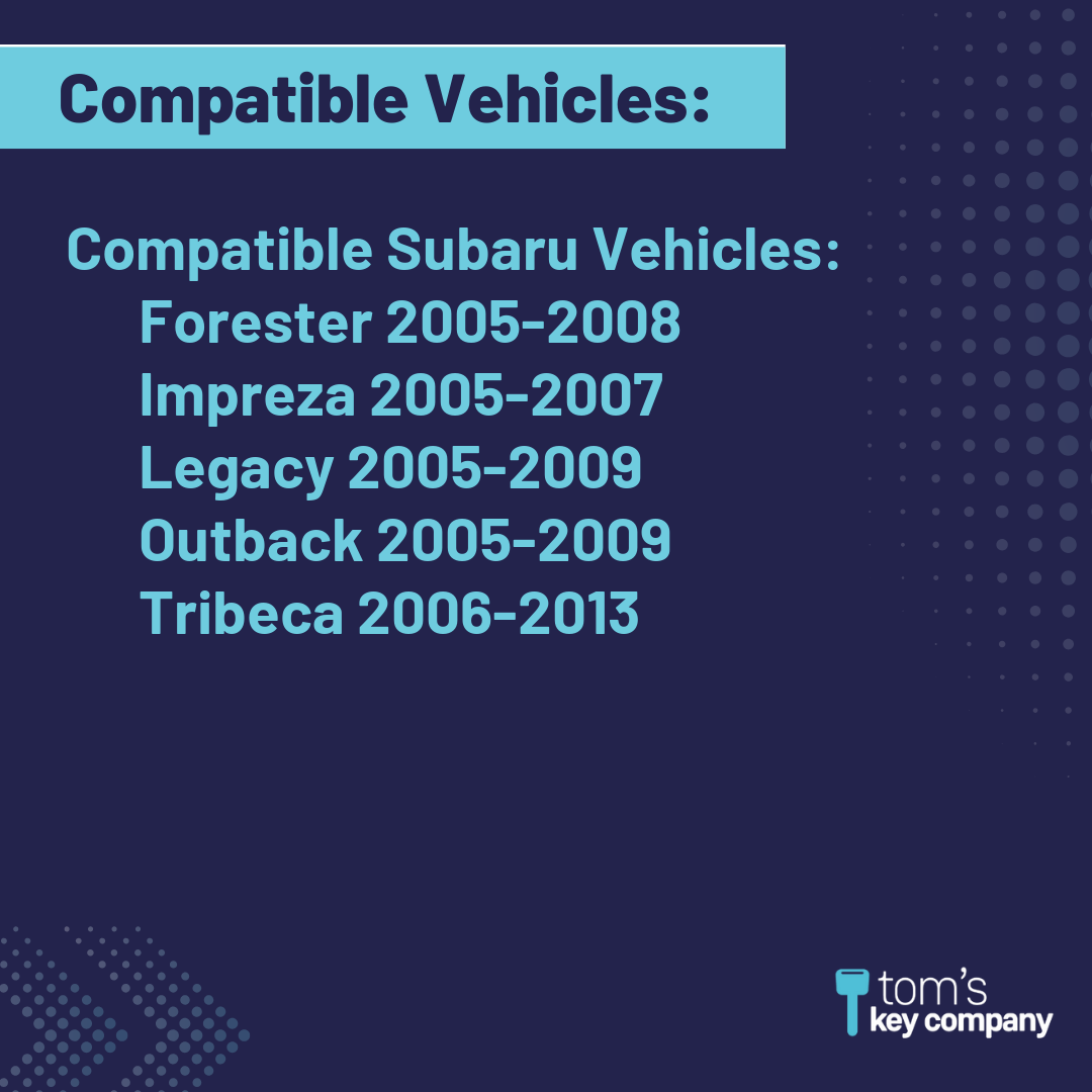 Brand New Aftermarket Transponder Key for Select Subaru Vehicles (SUBKEY-4PT-K)
