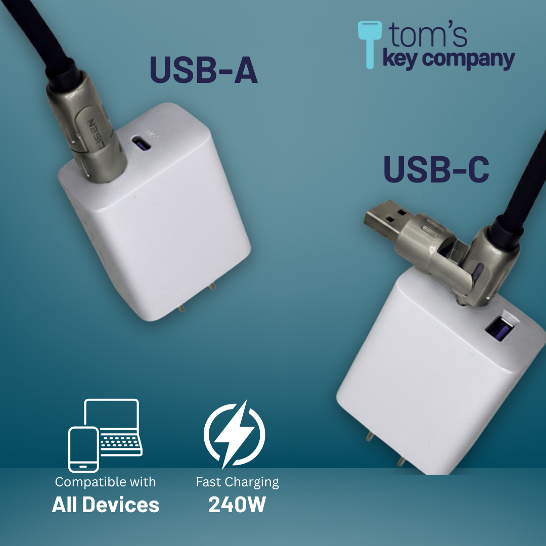 Premium 4-Way Universal Charging Cable – Heavy-Duty 6ft LED Power Cable (USB-A, USB-C, Lightning)