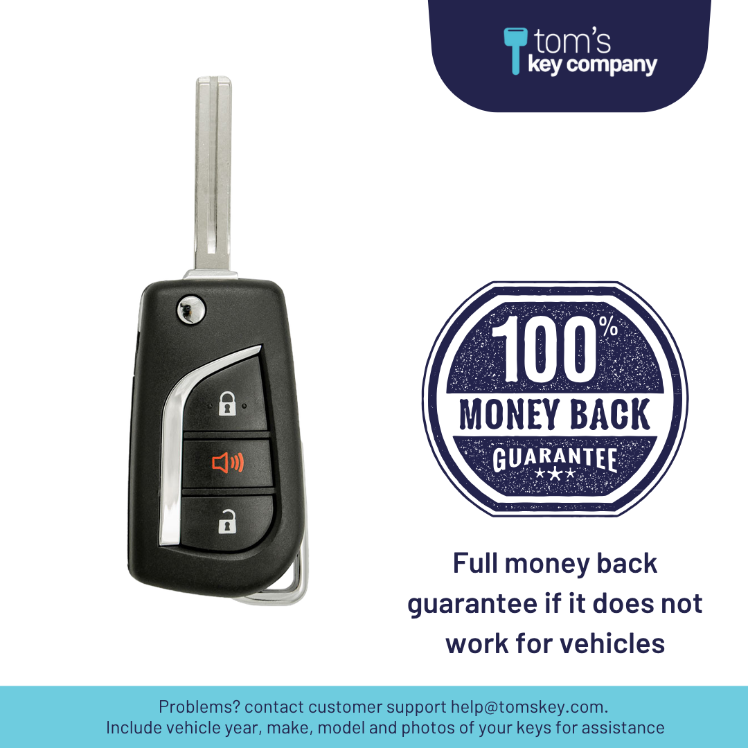 Brand New Aftermarket 3-Button Remote Key with Lock, Unlock, Panic for Select Toyota Vehicles (TOYCK-3B-261-K)