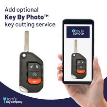 Load image into Gallery viewer, Brand New Aftermarket 4 Button Flip Key with Remote Start for Jeep Wrangler Vehicles (JEEPFK-4B-RS) - Tom&#39;s Key Company