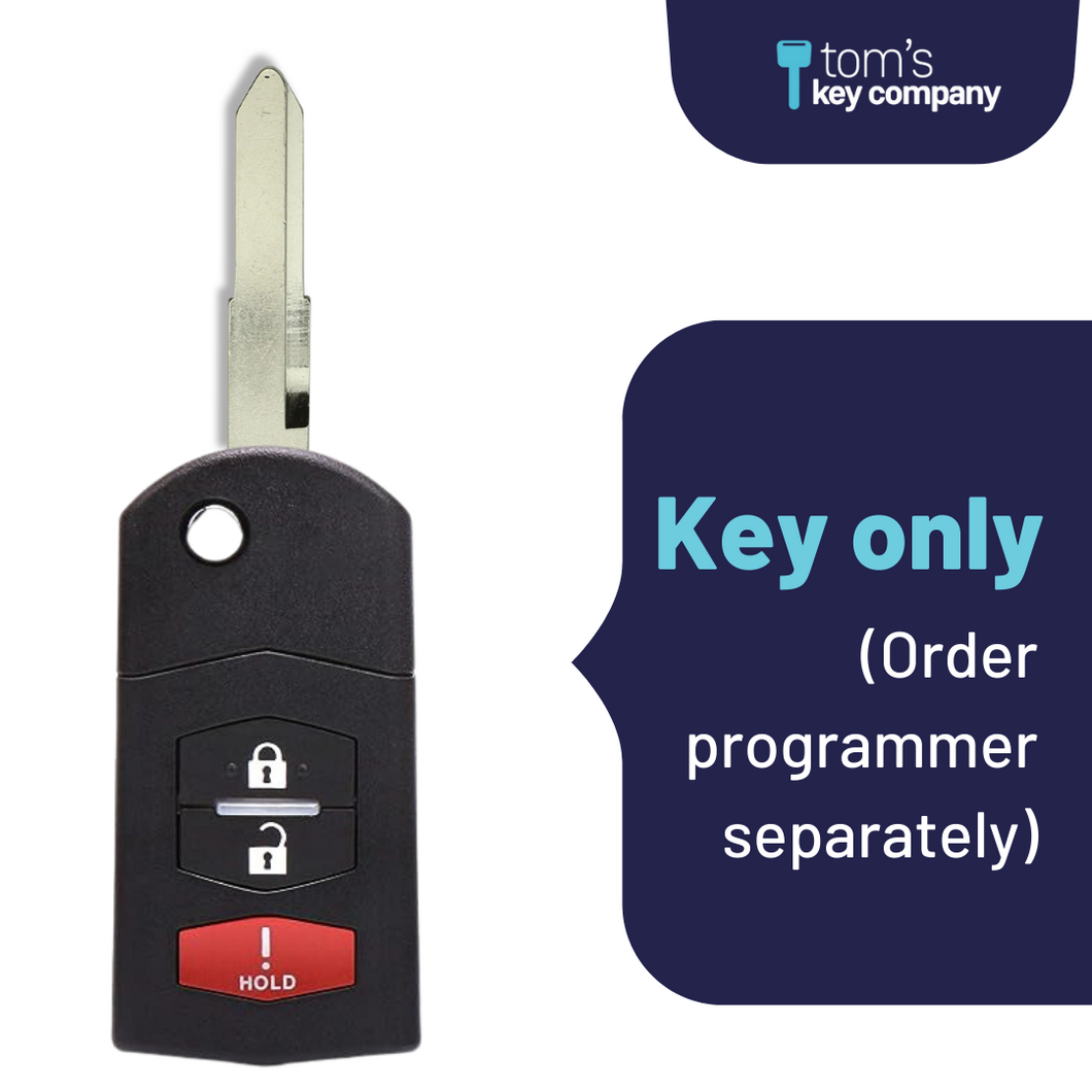 Brand New Aftermarket Keyless Entry Flip Key 3-Button for Select Mazda Vehicles (MAZFLP-3B) - Tom's Key Company