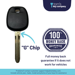 "G" Chip Transponder Key for Select Toyota Vehicles (TOY4-G) - Tom's Key Company