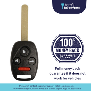 Honda Accord Key and Keyless Entry Remote - 4 Button (HONRK-4B-OUCG8D-380H-A) - Tom's Key Company