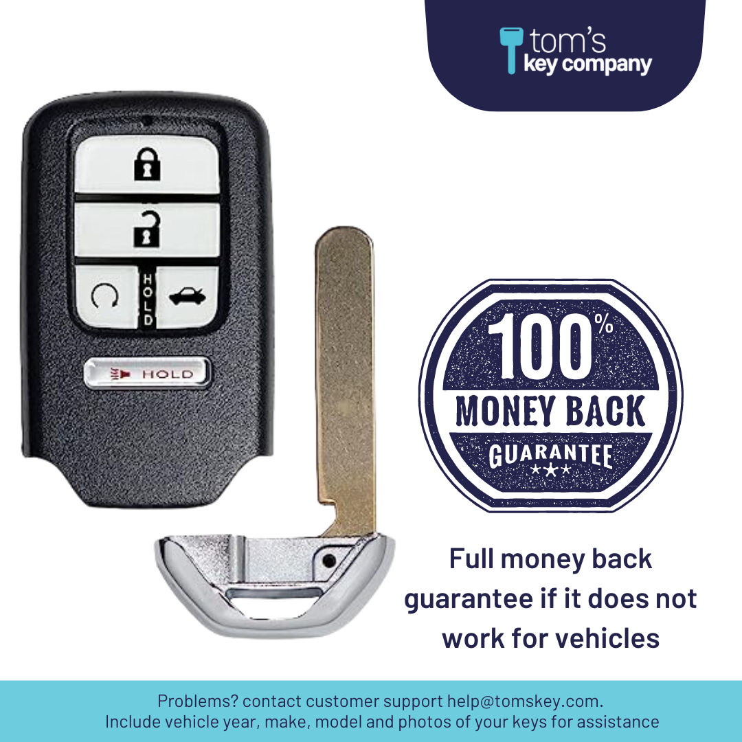 Honda Civic & Pilot 5-Button Smart Key with Remote Start and Trunk Release (HONSK-5B-TRS-KR5V2X) - Tom's Key Company